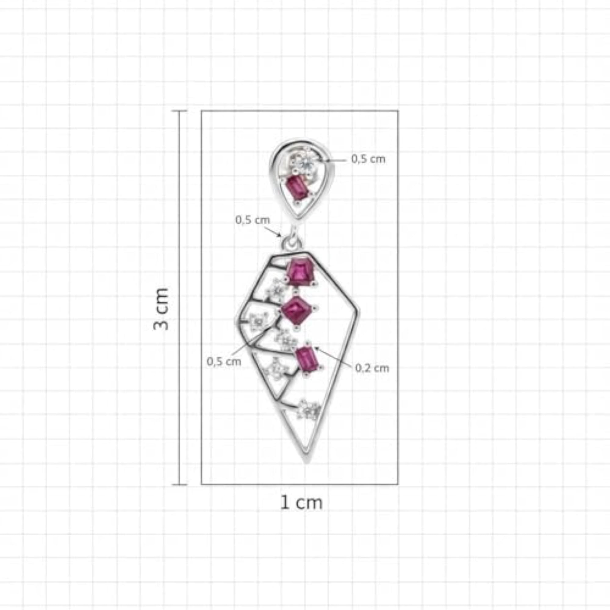 Women's Diamond Cut Zircon Crystal Ruby Drop Earrings