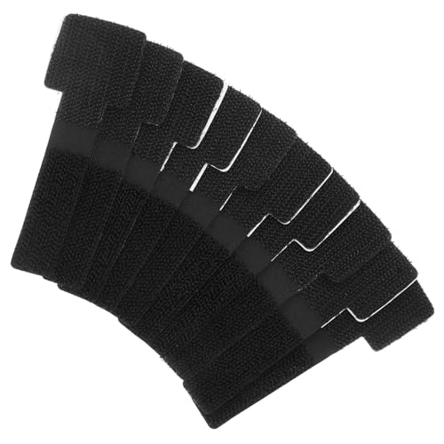 10 piezas de cintas reutilizables con gancho y lazo para cables, autoadhesivas, para gestión de cables electrónicos y eléctricos bajo escritorio, organizador, negro miniatura 1