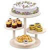 HURZMORO 4 Tier Round Cupcake Tower Stand for 50 CupcakesWood Cake Stand with Tiered Tray DecorFarmhouse Tiered Tray DecorCupcake Display for Birthday Graduation Baby Shower Tea PartyWhite
