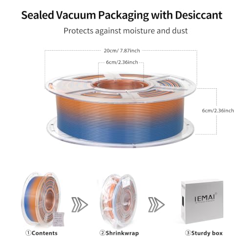 Image of IEMAI Translucent PETG Filament 1.75mm 1kg, Dual Color Gradient Indigo to Orange 3D Printer Filament Up to 600mm /s Rapid Printing for Lampshades Artwork & Home Decor