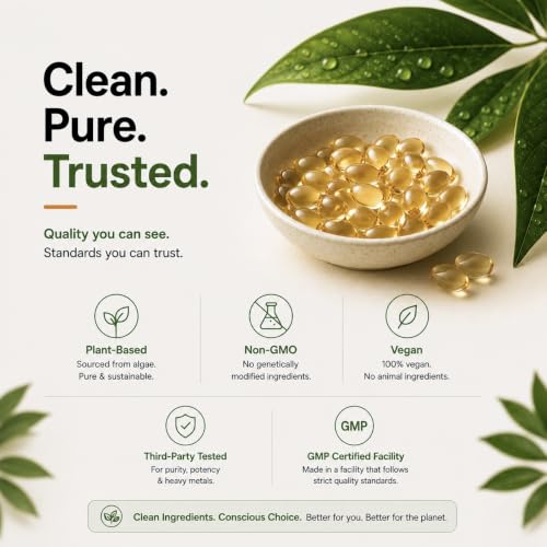 Image of NaturePath Vegetarian Omega 3 | 1000mg Premium Algal Oil | 400mg DHA | Plant-Based Omega-3 Supplement | Supports Heart, Brain & Skin Health | 3rd Party Lab Tested | 50 Veg Capsules