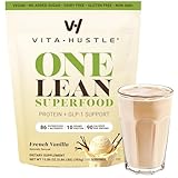 VitaHustle ONE Superfood Lean Protein Powder, All-in-One Nutrition Shake, 10g Plant Protein, Multivitamins, Ashwagandha, Low Calorie, Postbiotics, 15 Servings