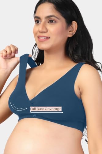 Image of ZELENA Maternity Padded Bra | Removable Cups, Broad Waistband | Soft Stretchable Modal Fabric | Easy Pull Nursing Bra for Pregnancy and Breastfeeding