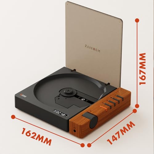 Image of R300 CD Player Portable Bluetooth Desktop Retro CD Players for Home,Without Speakers, Rechargeble Battery Small Compact Vintage CD Player,SPDIF Out,Brown
