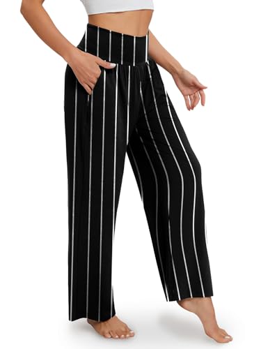Image of Gracyoga Wide Leg Yoga Pants for Women Casual Loose Cozy Sweatpants High Waisted Lounge Pajama Flowy Pants With Pockets