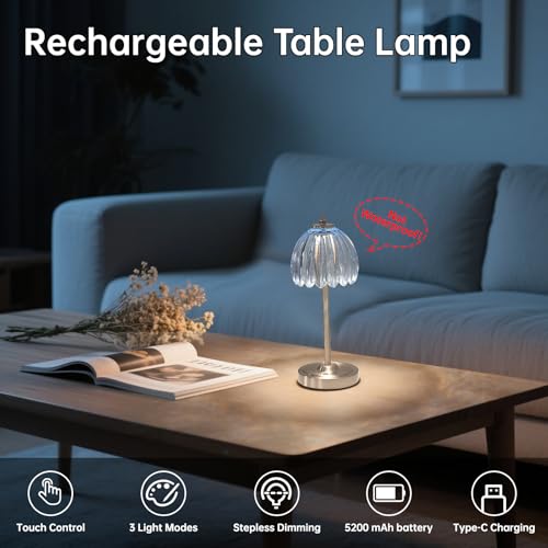 Lámpara de mesa recargable Shenmoyl con control táctil miniatura 2