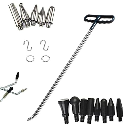 Houshan Herramientas de reparación de abolladuras sin pintura, 1 pieza de varillas de eliminación de abolladuras con cabezal de punzón, herramientas de reparación de granizo, sin pintura, kit de