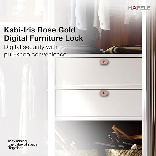 Image of Hafele Kabi-Iris Cabinet Lock, Rose Gold, Capacitive Fingerprint Access, Status Indicator, Smart Lock for Cabinet and Drawers
