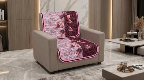 Image of KINGLY Quilted Velvet Sofa Cover Wine Maroon 1 Seater Anti Skid Pipe