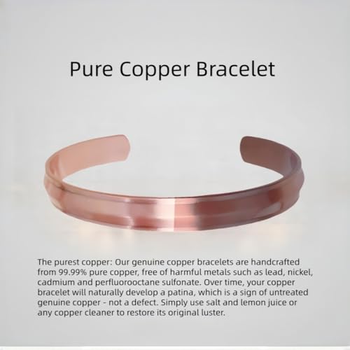 Pure Copper Bracelet for Men & Women Solid Cuff Bangle Adjustable - image 7