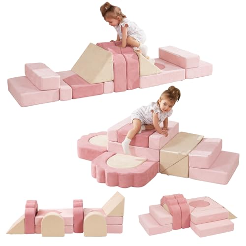 Image of HAHASOLE Foam Climbing Toys for Toddlers, 13pcs Climb and Crawl Activity Playset, Soft Play Climbing Blocks for Toddlers, Indoor Crawling Sliding Toys, High-Density Foam Play Structures for Playroom