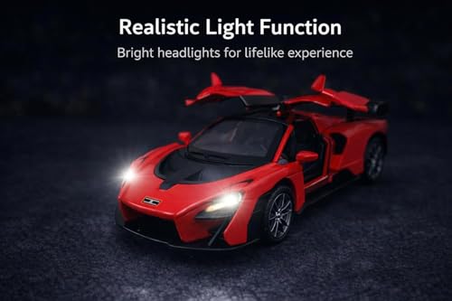 Image of Brand Conquer Defender 1:36 Diecast Model | Openable Doors, Bonnet & Boot for Kids and Collectors | Alloy Metal Car Toy | Perfect for Play & Display (Mclaren Senna Red)