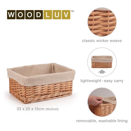 Woodluv Willow Wicker Storage Basket for Shelves, Gift Hamper Basket, Multi-purpose Decorative Organiser Baskets, Medium - Natural - Cosy Home Interiors Woodluv Willow Wicker Storage Basket for Shelves, Gift Hamper Basket, Multi-purpose Decorative Organiser Baskets, Medium - Natural - Image 5