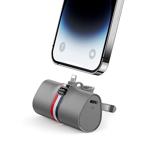 VIYISI Mini Power Bank 5000mAh, Batería Externa para iPhone con Soporte Plegable, 20W Carga Rapida con Pantalla LED, Compatible iPhone 14,12,12 Pro,11 Pro,XR,X,8,7, y Airpods Pro   Gray