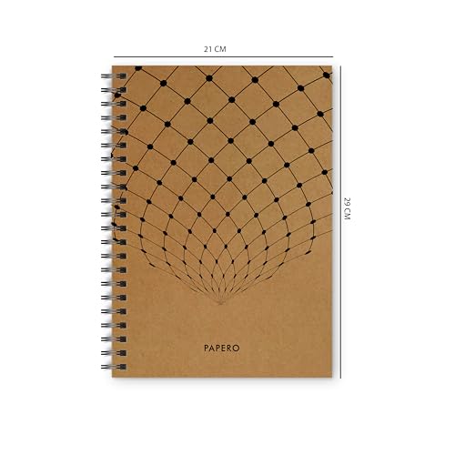 Image of PaperO Professional A4 Dot Grid Notebook | 5MM Dot Design | A4 Size (8.5 x 11 inches) | Ideal for Architects & Designers | Kraft Cover | 100 Pages | (DOT GRID 1)
