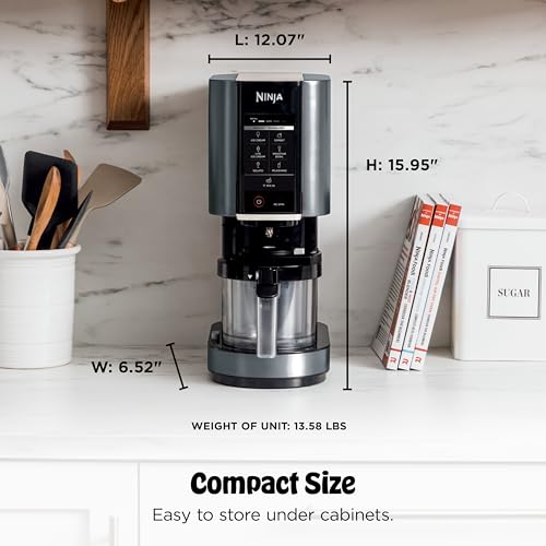Image of Ninja CREAMi Ice Cream Maker | 7-in-1 - IceCream, Gelato, Sorbet, Milkshakes, Mix-ins, Smoothie Bowls & More | Includes (1) Dishwasher Safe 16 oz. Pint with storage lid | Black | NC299AMZ | 7-in-1 One-Touch Programs for Ice Cream, Gelato, Sorbet, Milkshakes and Bowls, Includes Dishwasher-Safe 16 Oz Pint with Lid
