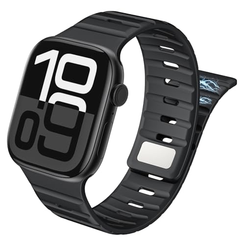Allfulyun Magnetic Band Compatible with Apple Watch Series10 42mm Bands for Women, Series 9/8/7 41mm, 6/5/4/SE2nd/SE 40mm, 3/2/1 38mm, Sweatproof Breathable Sport Silicone iWatch Strap