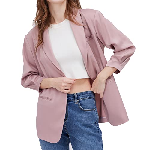 Womens Casual Open Front Long Sleeve Oversized Blazers Work Office Jackets Blazer