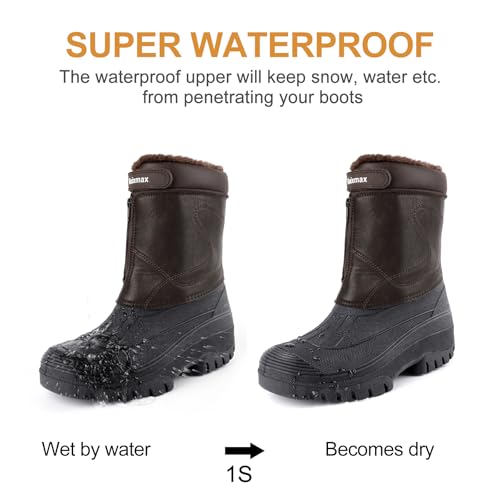 Knixmax Outdoor Winterstiefel Herren Warm Gefütterte Schneestiefel Winterschuhe mit wasserdichtem Obermaterial und rutschfesten Sohlen Geeignet für die Schneesaison im Winter Braun EU43