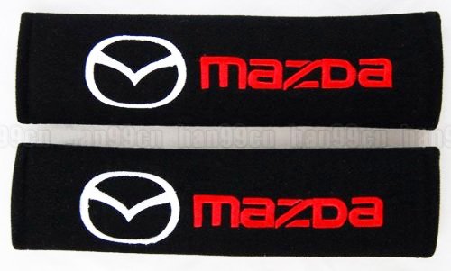 2 x Seat Belt Shoulder Cover Pads For MAZDA COMPLETE WITH BADGE DETAIL - ALL MODELS MAZDA 2 3 6 CX-3 CX-5 MX-5 SPORT RECARO