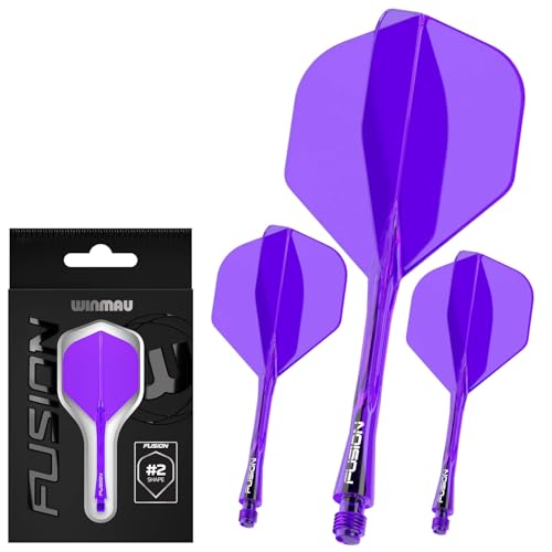 Image of Winmau Fusion No.2 Integrated Flight & Shaft System - Lightweight Replacement Set for Steel & Soft Tip Darts - 90-Degree Wing Design Sizes