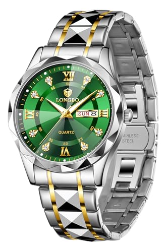 Image of LONGBO Zenith Watch for Men Analog Quartz Dress Diamond Business Stainless Steel Watches Waterproof Luminous Date Luxury Men's Wristwatch | Birthday Gift for Men | Gift for Husband | Gift for Brother