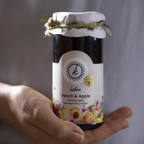 Image of KALON 100% Natural Peach Apple Jam | Made with 100% Kalon Honey | No Added Sugar & Preservatives - 300 gm
