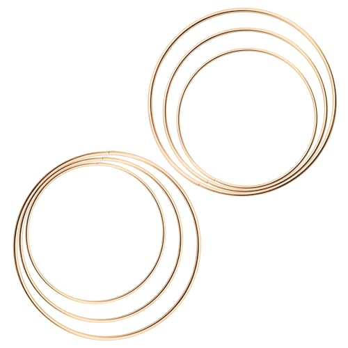 Image of Pocoxll 6 Pcs Dream Catcher Rings, Gold Metal Floral Hoops, Metal Rings for Crafts, 3 Sizes(8 /10 /12 Inch)