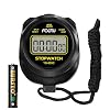 FCXJTU Simple Stopwatch Timer, Single Lap Stopwatch Countdown Timer, No Hourly Beep, On/Off, AAA Battery(Included), Large Display, Easy to Use, Ideal for Kids Coaches Black