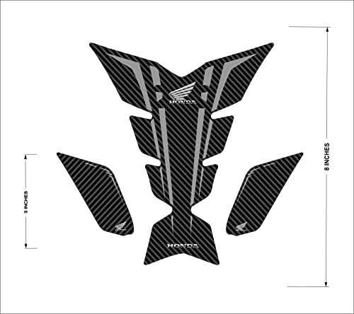 Image of 3D Embossed Bike Racing Tank Pad /Tank Sticker with SIDEPADS for Brand Specific Bikes Pack of 3 (BKTPSIDVAR) (H0NDA)