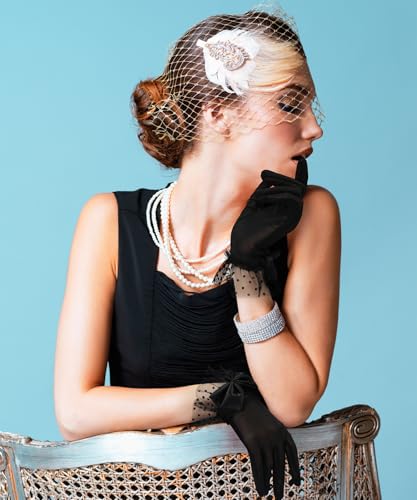 Guantes de encaje para mujer con lazo elegante para fiesta 2