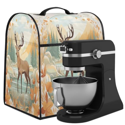 Coffee Maker Cover Autumn Leaf Deer Kitchen Appliance Covers Small Appliance Covers Blender Cover Juicer Cover Dust Covers for Kitchen Appliances with Top Handle and Pockets,Washable,C160