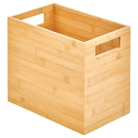 mDesign Bamboo Trash Can Wastebasket Cover