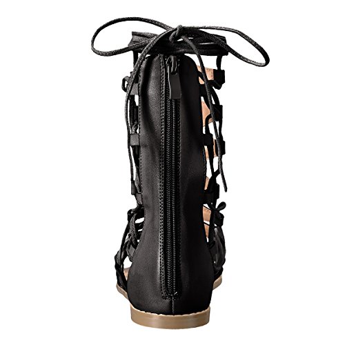 YDN Sexy Ankle High Gladiator Sandals for Women Lace up Open toe Flats Zips Shoes size 4-15 M US3