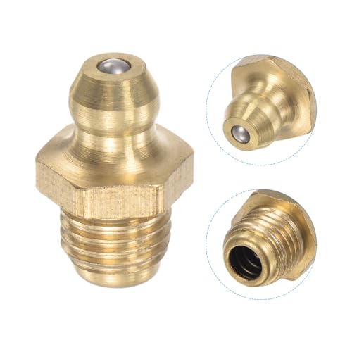 Image of uxcell Brass Straight Grease Fitting Assortment 5 /16 inch-24 Thread 10mm Width Hydraulic Grease Fitting Accessories, 20Pcs