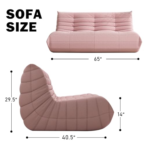 Big Bean Bag Chairs for Adults, 3 Seater Large Bean Bag Sofa, Fireside Chair Lazy Sofa Chair with High Density Comfortable Foam, Modern Bean Bag for Living Room, Bedroom, Office (Pink)