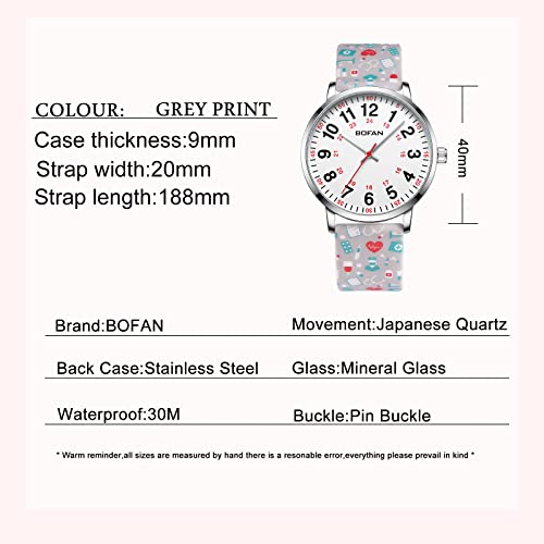 BOFAN Medical Pro Nurse Watch with Easy-to-Read Dial and Durable Silicone Band for Doctors and Students - Image 5