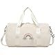 Kleine Sporttasche Kinder Mädchen Reisetasche Ballet Latin Tanztasche Gymnastiktasche mit Wasserdichter Tasche Beige Kord-Stoffe