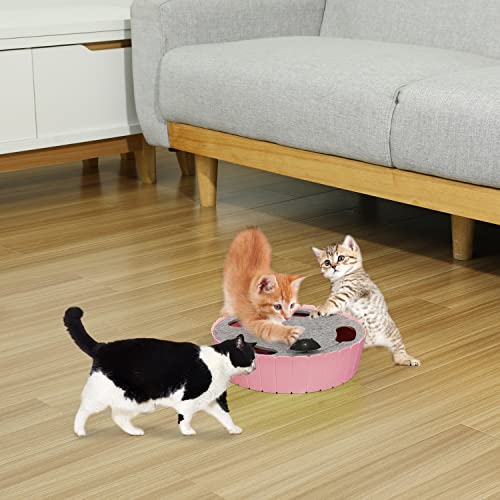 Image of Pawaboo Interactive Cat Toy with Running Mouse, Electronic Motion Cat Toy Automatic Teaser for Indoor Cats, Pop and Play Hide Seek Cats Toys Hunting Mouse for Pet Kitten Play Fun (Pink)