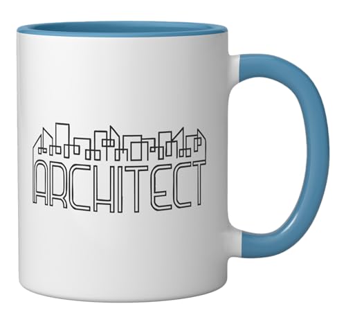 Taza cerámica Arquitecto Azul y Blanco 11 oz miniatura 2