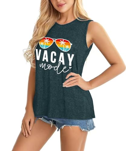 Image of Vacay Mode T Shirts for Women Summer Beach Hawaii Vacation Short Sleeve Tops Holiday Cruise Getaway T Shirts