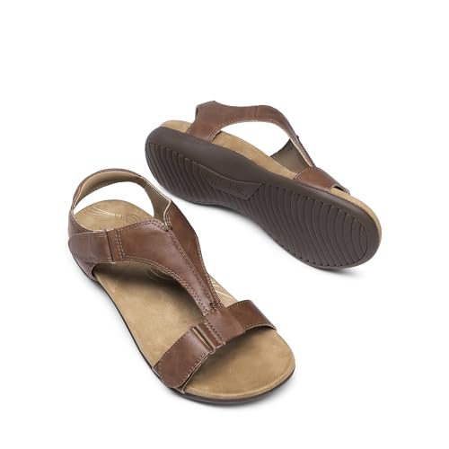 DREAM PAIRS Womens Sandals Arch Support T-Strap Orthopedic Flat Sandals Comfortable Summer Shoes4