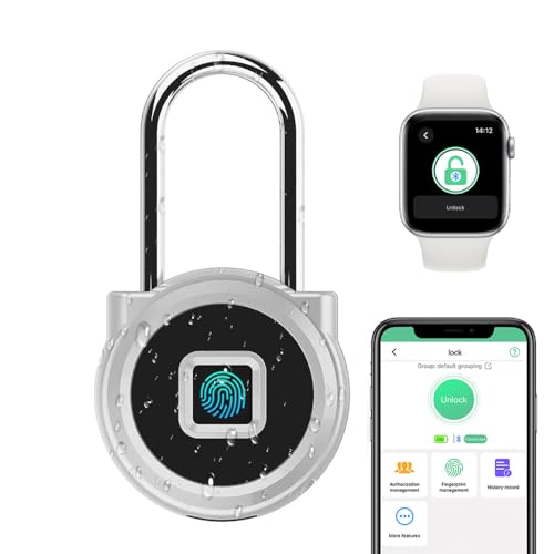 Lucchetto lungo eLinkSmart, 45 mm, con impronte digitali, telefono app, resistente alle intemperie, serratura a combinazione senza chiave, per armadio, armadietto, esterno, tenda cantina, per esterni,