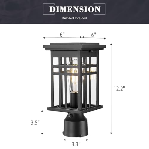 Image of zeyu 12.2-Inch Lamp Posts Outdoor Lighting with Clear Glass, 20068-P PC BK