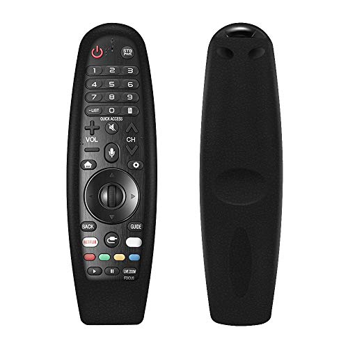 AEUWIER Estuche remoto, funda protectora de silicona a prueba de golpes Cubierta elegante de TV inteligente de grano fino Antideslizante Lavable Anti-Perdida con cordón de mano (Negro)