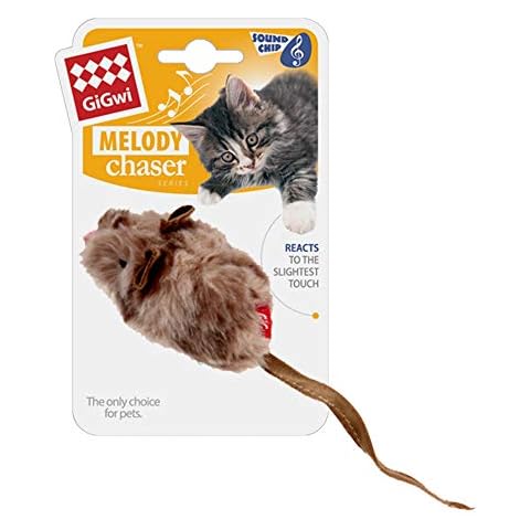 Vealind GiGwi Melody Chaser Pet Mouse Interactive Cat Toy Plush Toys for Dogs and Cats (Mouse) Cover