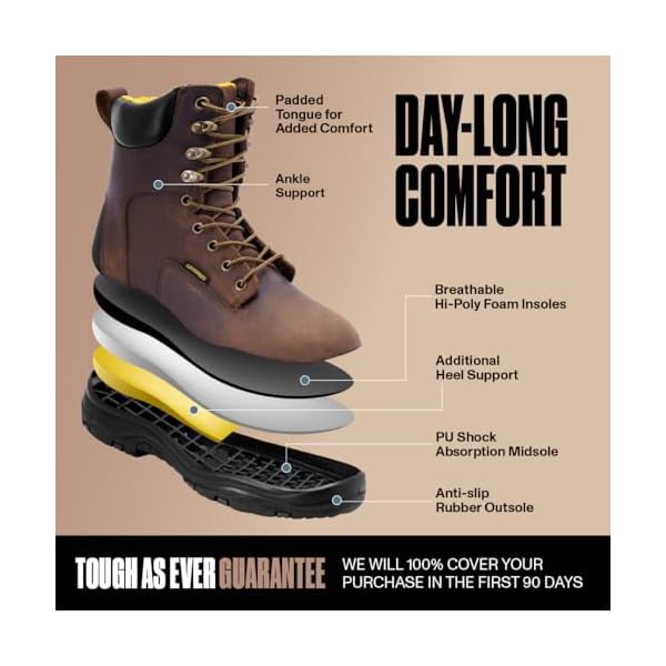 EVERBOOTS Men's Waterproof Leather Work Boots Ultra Dry Model Lightweight Utility Ankle Boot for Construction Roofing Hunting Winter Trails