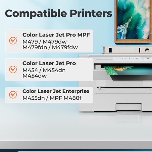 Image of 414A Toner Cartridge 4 Pack High Yield MFP M479fdw Compatible for HP 414A | 414A 414X (with Chip) Work for Color Laser Jet Pro MFP M479fdw Toner M454dw M454dn M455dn MFP M480f M479dw Printer W2020A