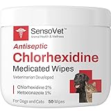 SensoVet Chlorhexidine Wipes with Ketoconazole for Dogs & Cats, Skin Infection Treatment, Ringworm,...