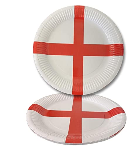 SHATCHI 20Pcs England Paper Plates St George Party Supplies for England Sporting Events Pub Football World Cup Celebrations Party - Image 3